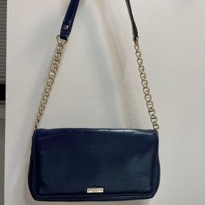 KATE SPADE (Small; blue/gold bag w/ inside wallet for cards)